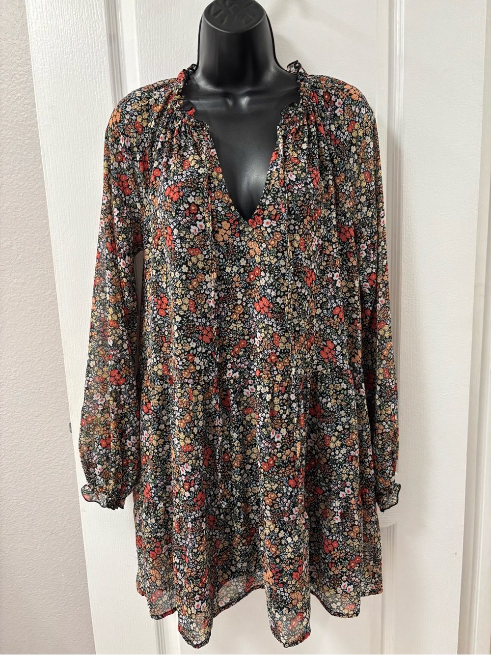 Show Me Your MuMu Ditsy Floral Birdie Boho Flowy Bridal Shower Mini Dress XS - Picture 3 of 13